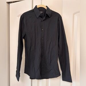 Express Men's Black Button-Up Dress Shirt
